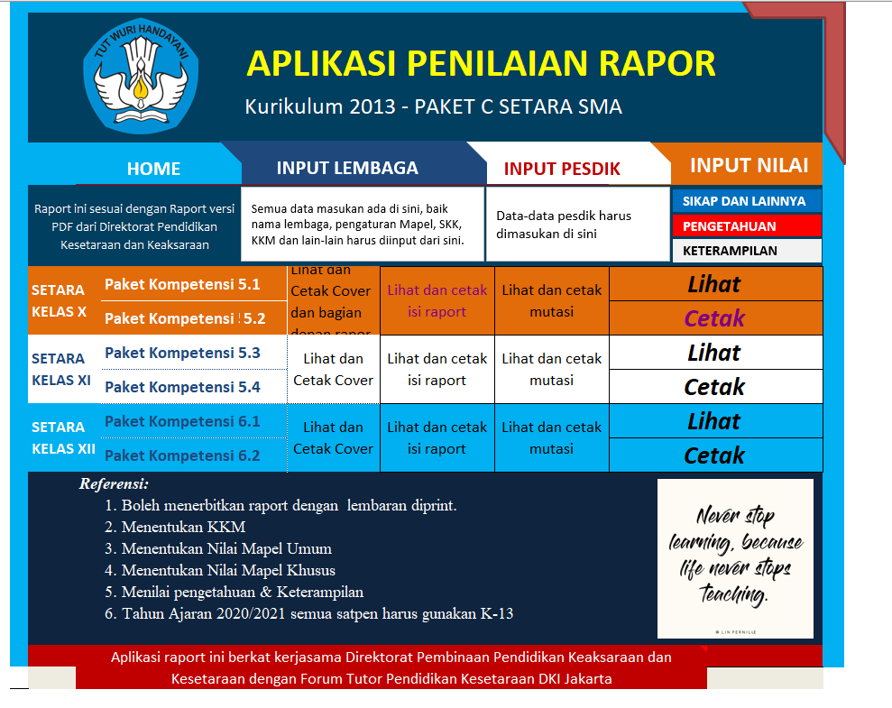 APLIKASI RAPOT K13 PAKET A,B DAN C KESETARAAN 2021-2022 » PKBM Pelita ...